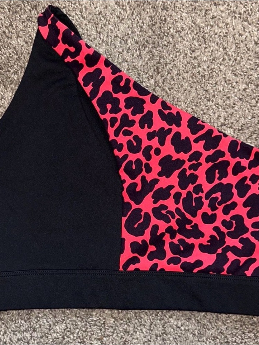 Zumba Fitness Black and Hot Pink Leopard-Print Sports Bralette